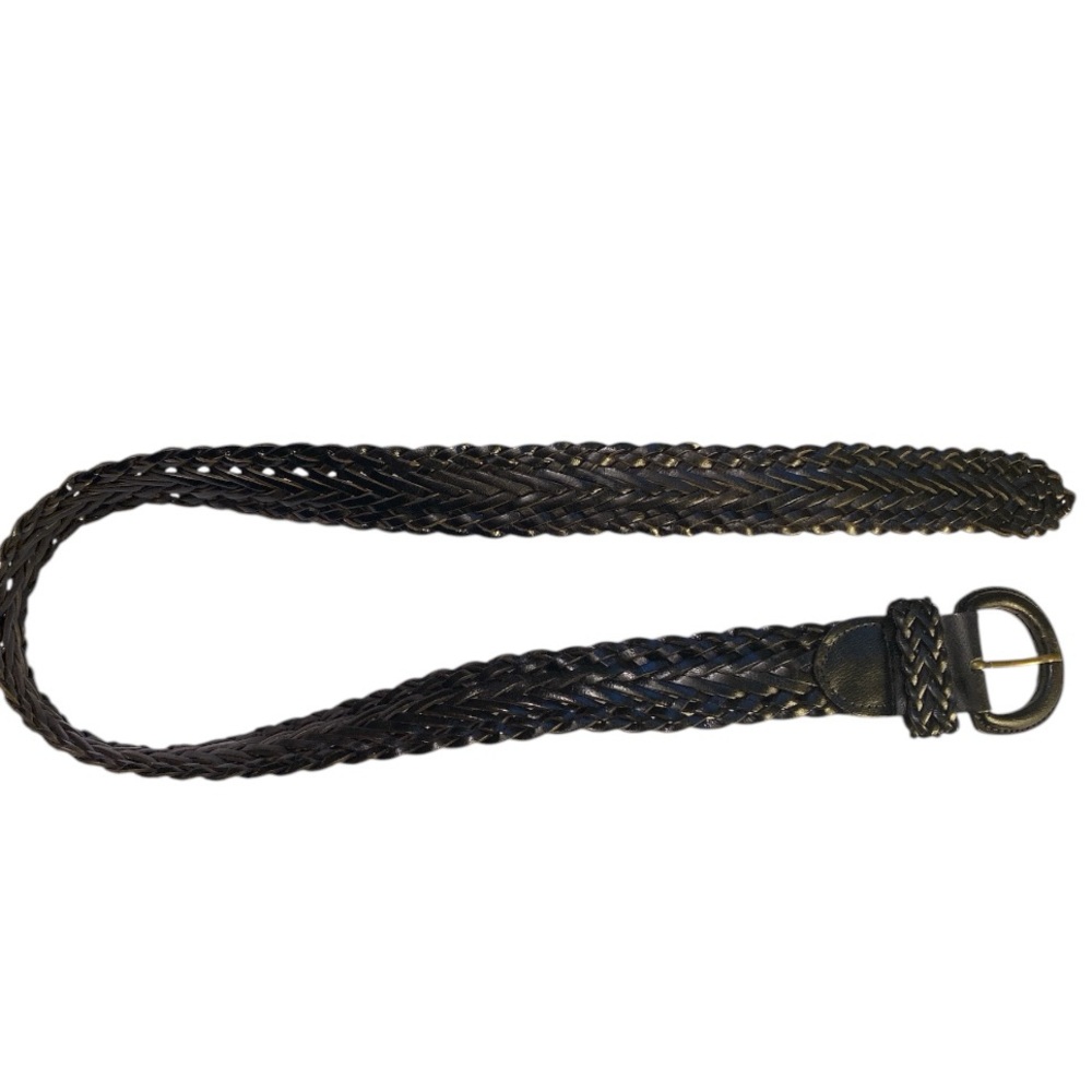 Charter Club Vintage “made in India” Black Braided Leather Belt